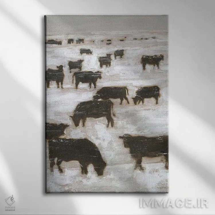 تابلو مدرن چرای زمستانی I اثر اتان هارپر - نمای روبهرو روی دیوار