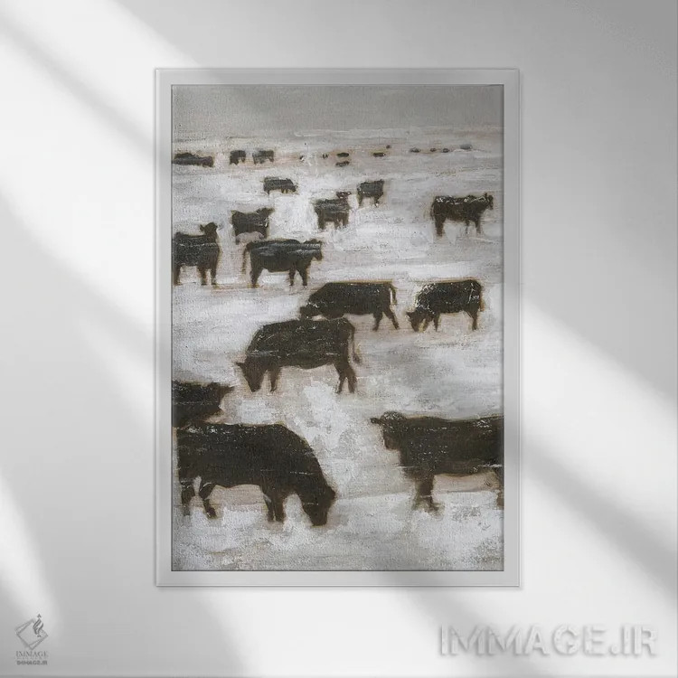 تابلو مدرن چرای زمستانی I اثر اتان هارپر - نمای قابدار سفید