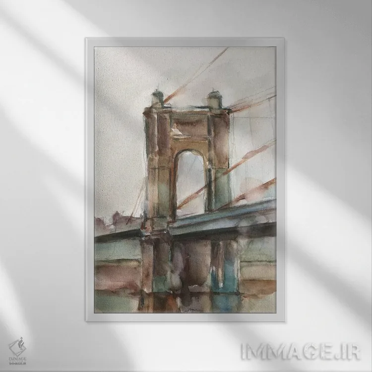 تابلو دکوراتیو پل در غروب آفتاب I اثر اتان هارپر - نمای قابدار سفید