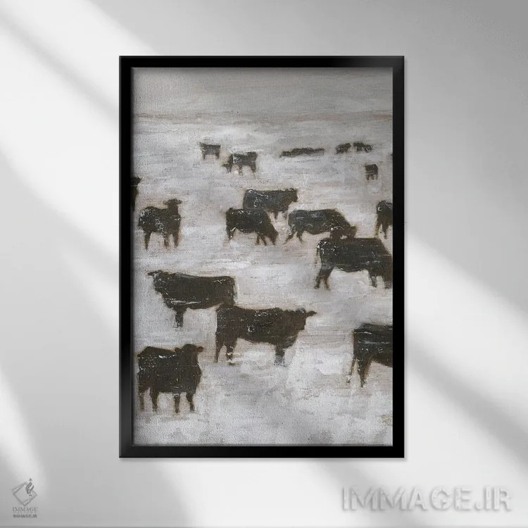 تابلو مدرن چرای زمستانی II اثر اتان هارپر - نمای قابدار مشکی