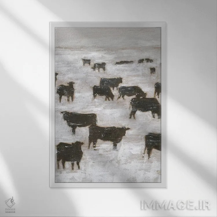 تابلو مدرن چرای زمستانی II اثر اتان هارپر - نمای قابدار سفید