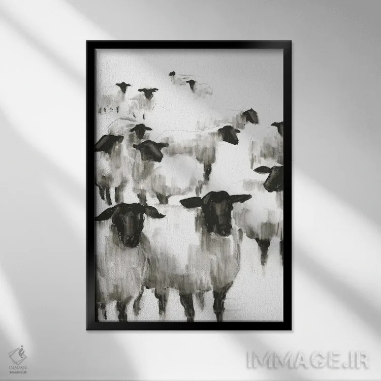 تابلو مدرن شمردن گوسفند II اثر اتان هارپر - نمای قابدار مشکی