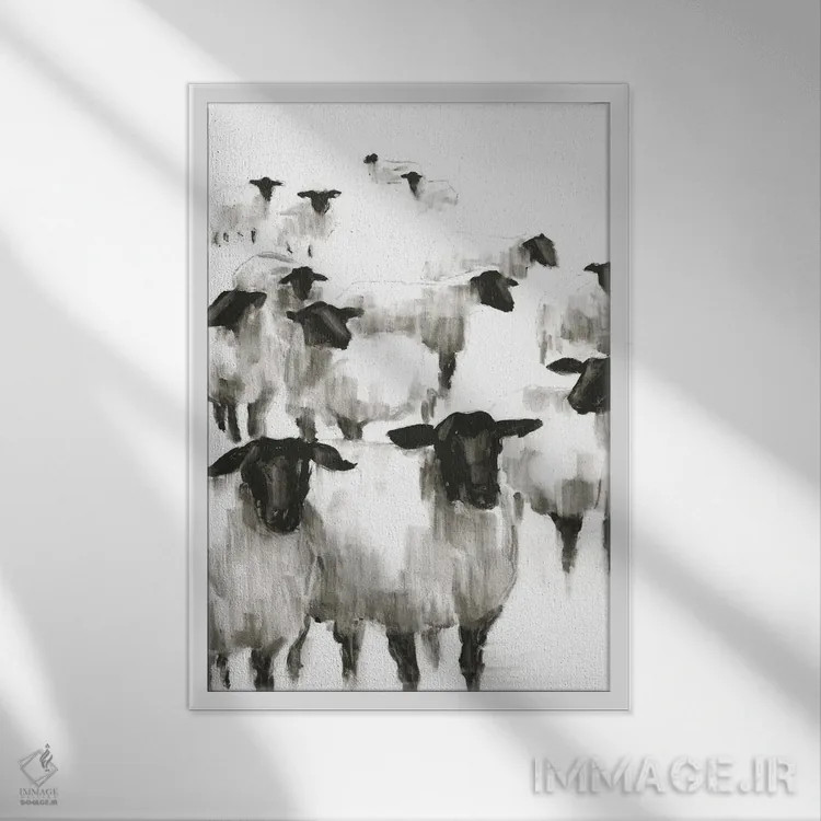 تابلو مدرن شمردن گوسفند II اثر اتان هارپر - نمای قابدار سفید