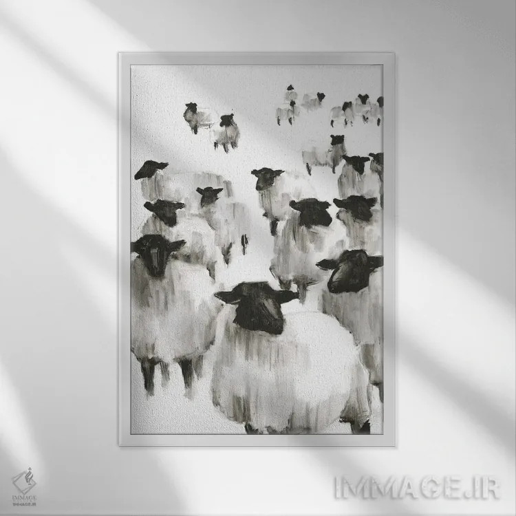 تابلو مدرن شمردن گوسفند I اثر اتان هارپر - نمای قابدار سفید