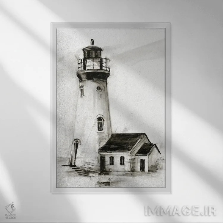 تابلو دکوراتیو مطالعه فانوس دریایی I اثر اتان هارپر - نمای قابدار سفید
