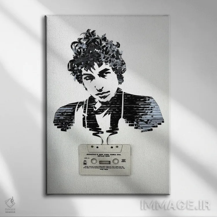 تابلو دکوراتیو باب دیلن اثر اریکا آیریس - نمای روبهرو روی دیوار