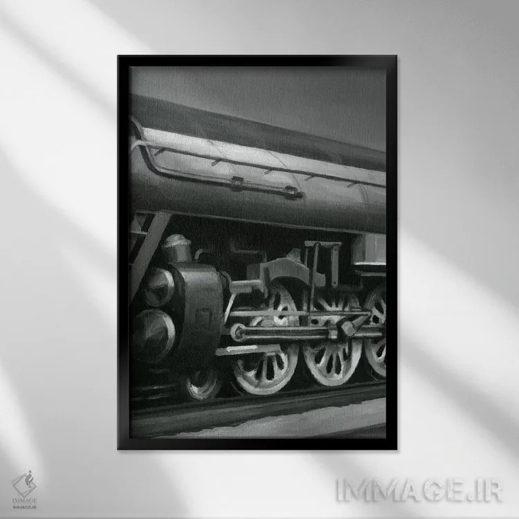 تابلو دکوراتیو لوکوموتیو کلاسیک II اثر اتان هارپر - نمای قابدار مشکی