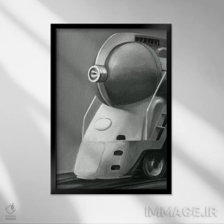 تابلو دکوراتیو لوکوموتیو کلاسیک I اثر اتان هارپر - نمای قابدار مشکی