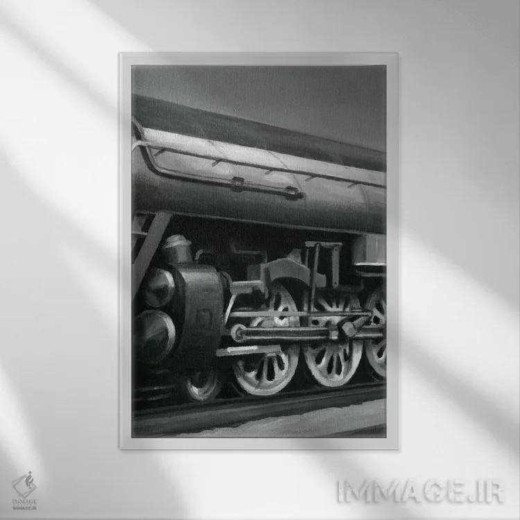 تابلو دکوراتیو لوکوموتیو کلاسیک II اثر اتان هارپر - نمای قابدار سفید