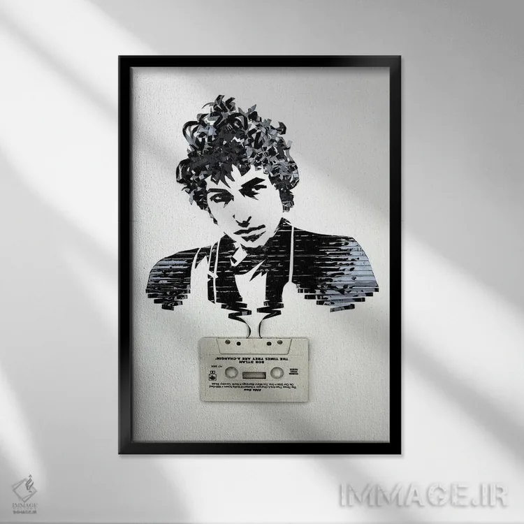تابلو دکوراتیو باب دیلن اثر اریکا آیریس - نمای قابدار مشکی