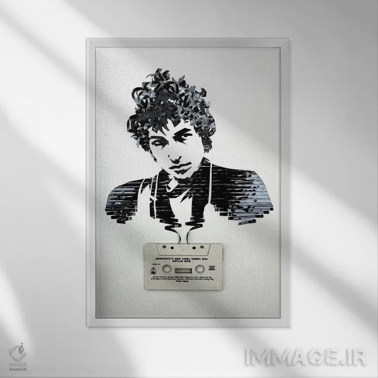 تابلو دکوراتیو باب دیلن اثر اریکا آیریس - نمای قابدار سفید