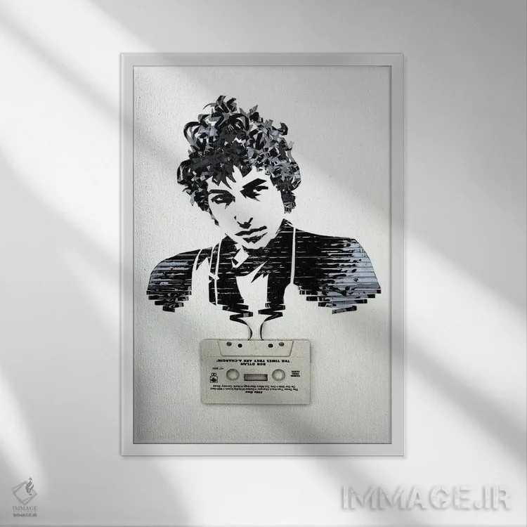 تابلو دکوراتیو باب دیلن اثر اریکا آیریس - نمای قابدار سفید