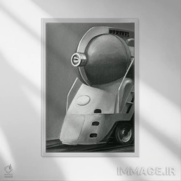 تابلو دکوراتیو لوکوموتیو کلاسیک I اثر اتان هارپر - نمای قابدار سفید