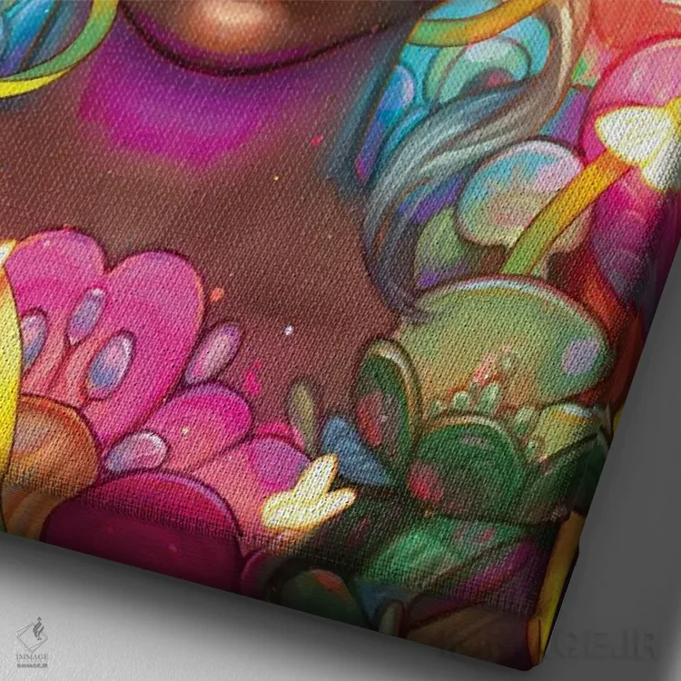 تابلو دکوراتیو خیال آرام اثر اجیوا ابنبه - نمای نزدیک بافت بوم