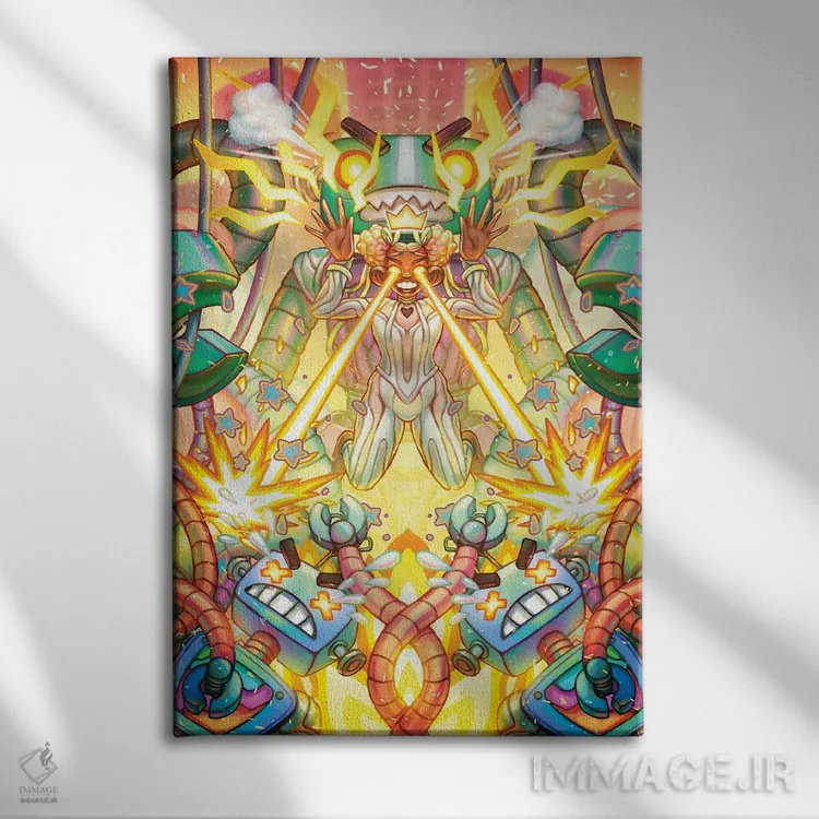 تابلو دکوراتیو ربات ها علیه اندرویدها اثر اجیوا ابنبه - نمای روبهرو روی دیوار