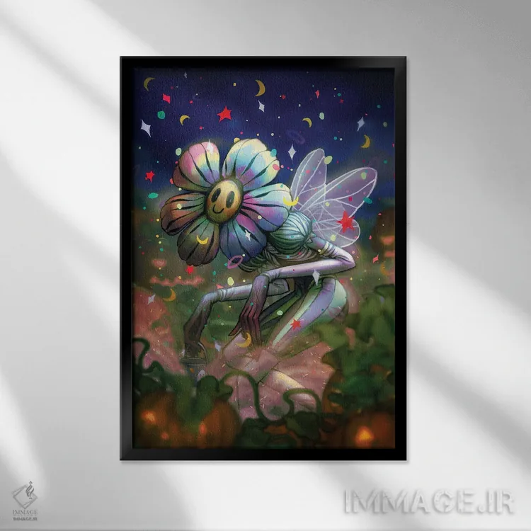 تابلو دکوراتیو قدم زنی نیمه شب اثر اجیوا ابنبه - نمای قابدار مشکی