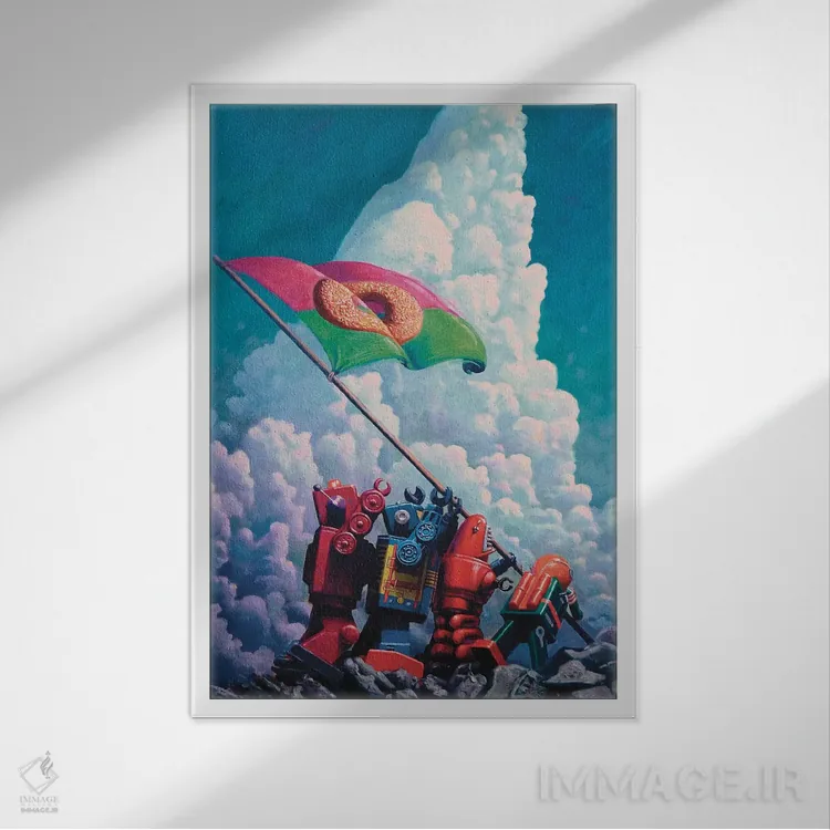 تابلو دکوراتیو ایوجیما اثر اریک جوینر - نمای قابدار سفید