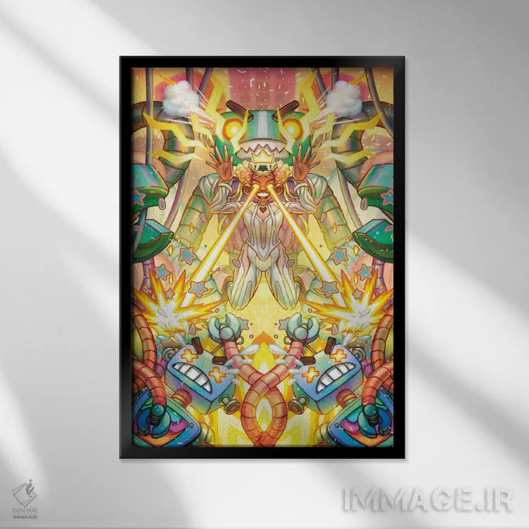 تابلو دکوراتیو ربات ها علیه اندرویدها اثر اجیوا ابنبه - نمای قابدار مشکی