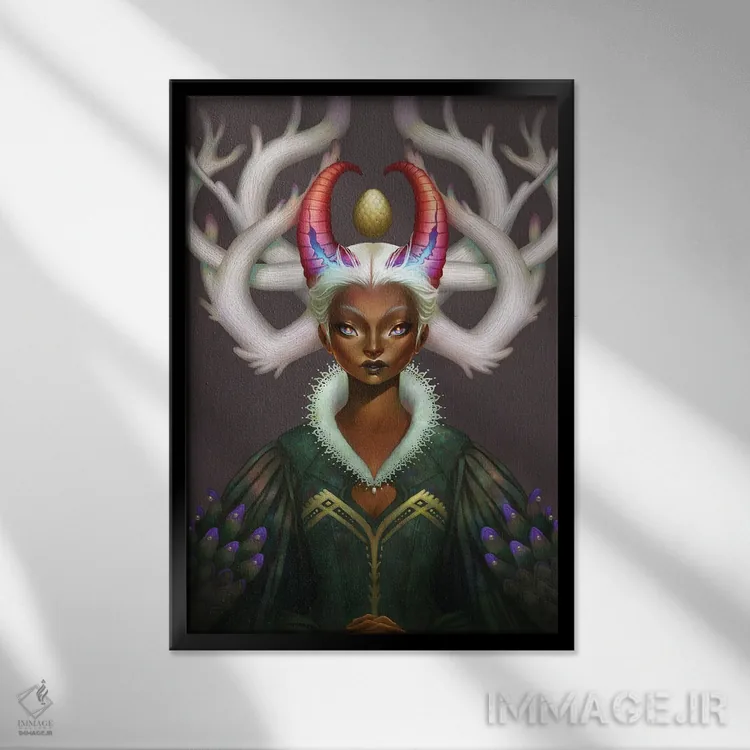 تابلو دکوراتیو مادر اژدها اثر اجیوا ابنبه - نمای قابدار مشکی