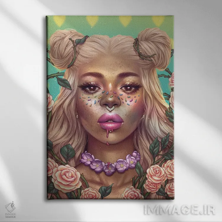 تابلو دکوراتیو بوسه تمشک اثر اجیوا ابنبه - نمای روبهرو روی دیوار