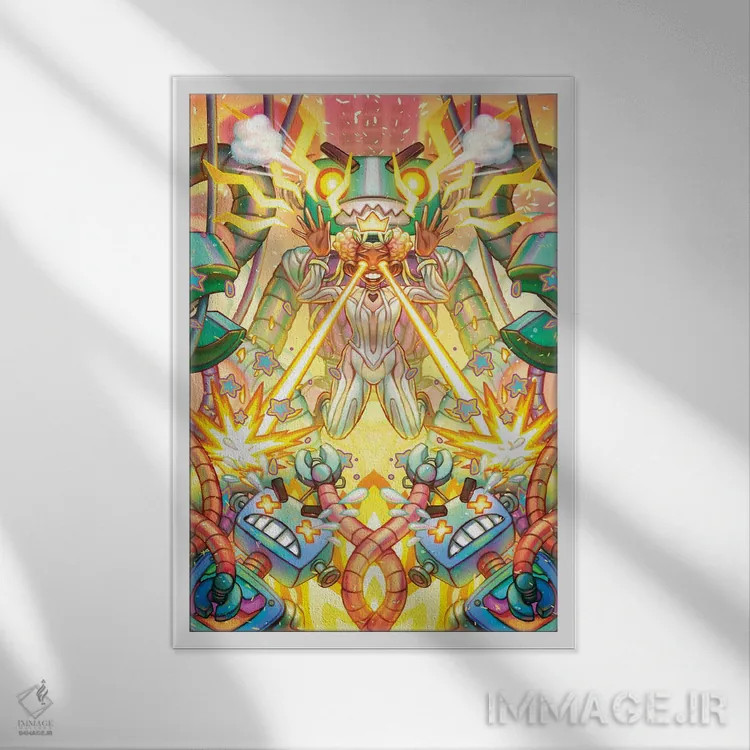 تابلو دکوراتیو ربات ها علیه اندرویدها اثر اجیوا ابنبه - نمای قابدار سفید