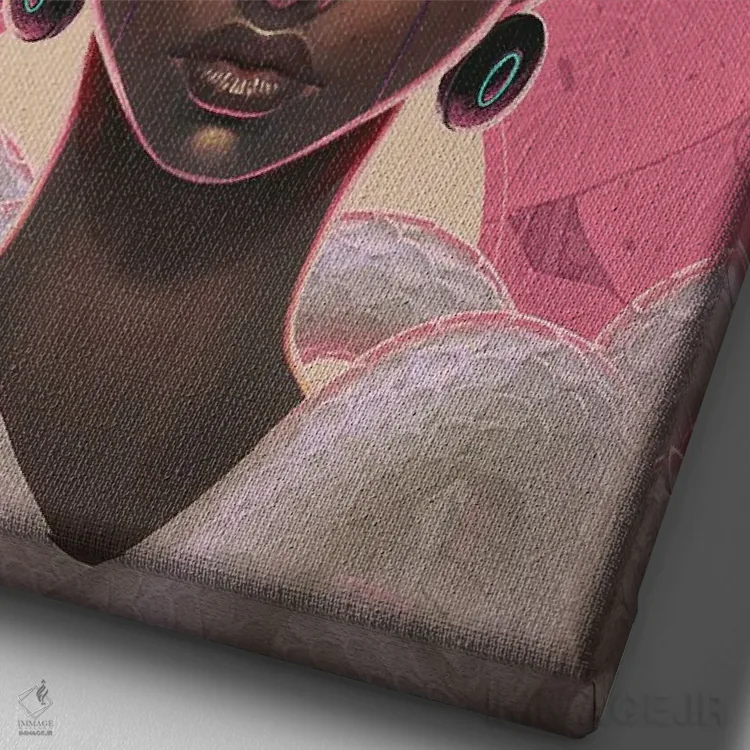 تابلو دکوراتیو تاج حلقه ای اثر اجیوا ابنبه - نمای نزدیک بافت بوم