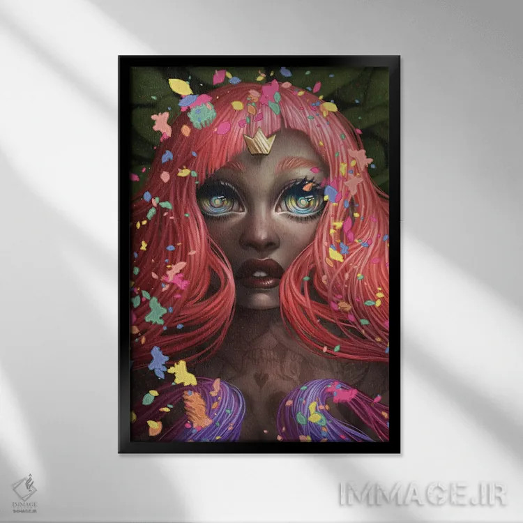 تابلو دکوراتیو انفجار ستاره ای اثر اجیوا ابنبه - نمای قابدار مشکی