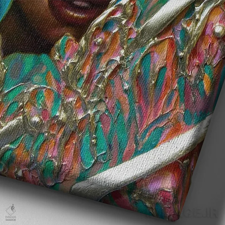 تابلو دکوراتیو فلورسانس اثر اجیوا ابنبه - نمای نزدیک بافت بوم