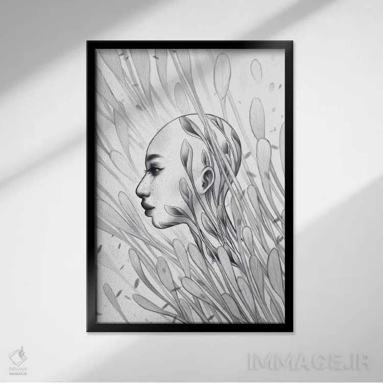 تابلو دکوراتیو وقار اثر اجیوا ابنبه - نمای قابدار مشکی