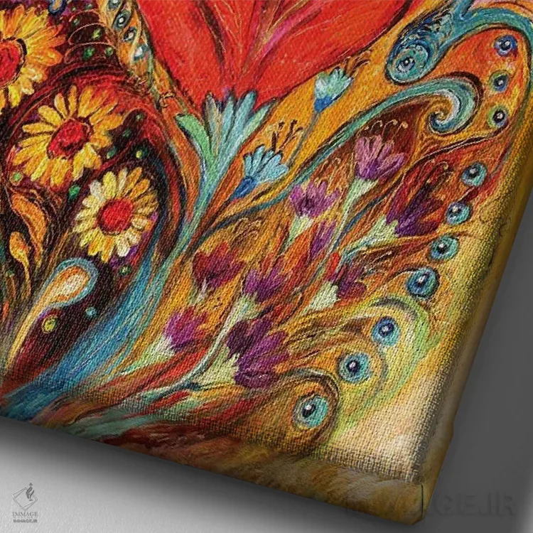 تابلو انتزاعی درخت زندگی اثر النا کوتلیارکر - نمای نزدیک بافت بوم