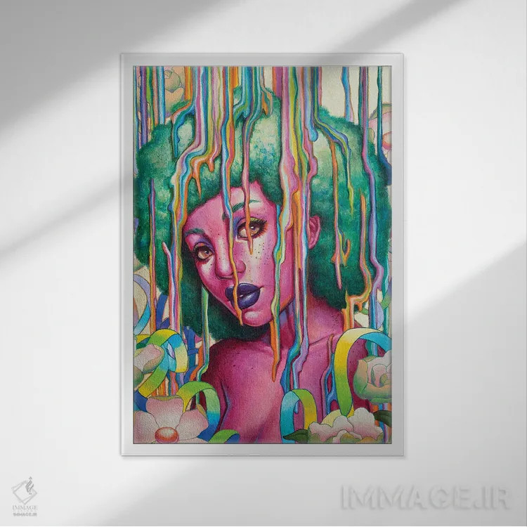 تابلو دکوراتیو پوشش آب نباتی اثر اجیوا ابنبه - نمای قابدار سفید