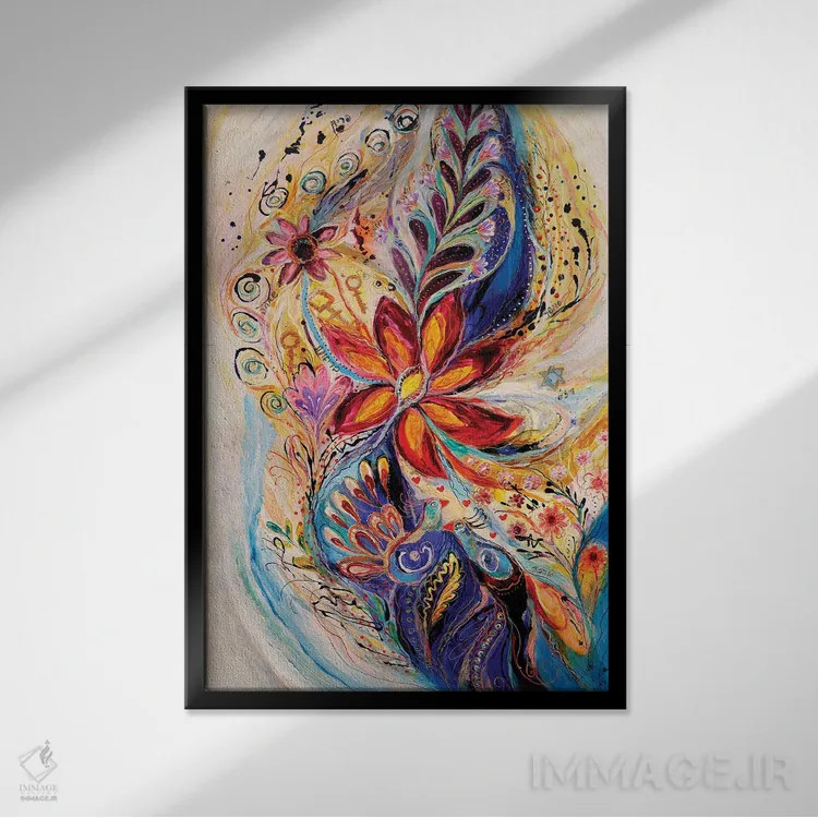 تابلو انتزاعی پاشیدن زندگی V اثر النا کوتلیارکر - نمای قابدار مشکی