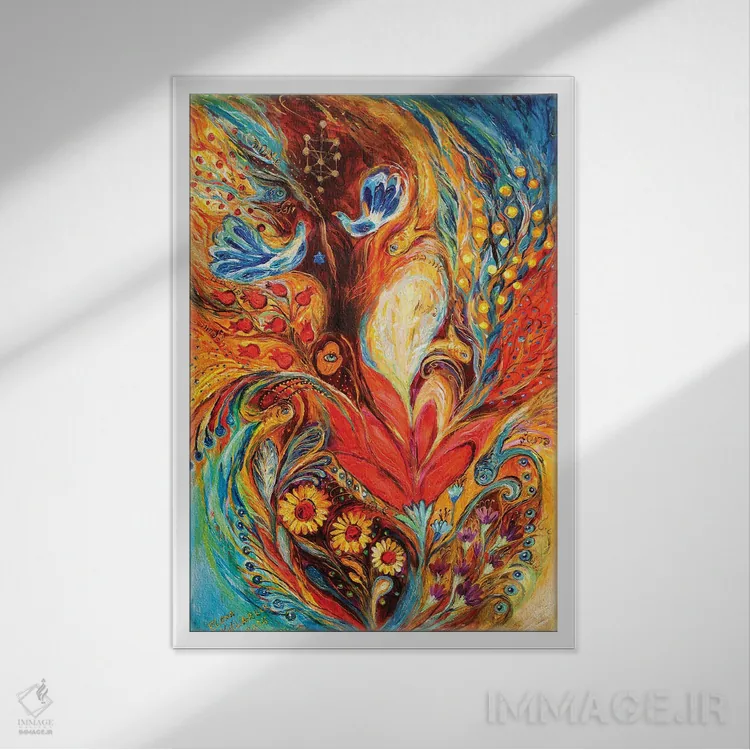 تابلو انتزاعی درخت زندگی اثر النا کوتلیارکر - نمای قابدار سفید