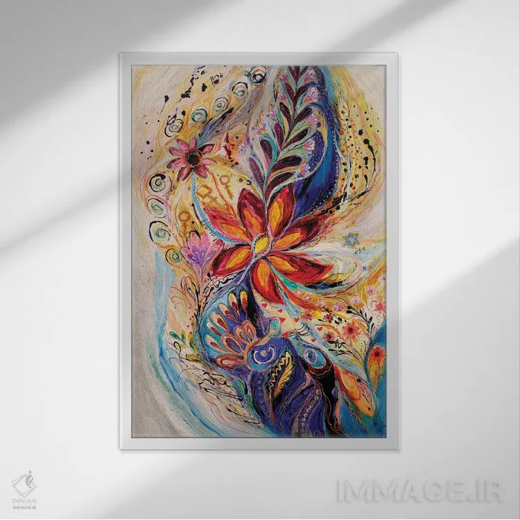 تابلو انتزاعی پاشیدن زندگی V اثر النا کوتلیارکر - نمای قابدار سفید