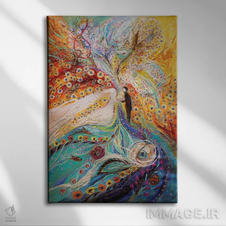 تابلو انتزاعی بال های فرشته XI: عروسی قسمت اول اثر النا کوتلیارکر - نمای روبهرو روی دیوار