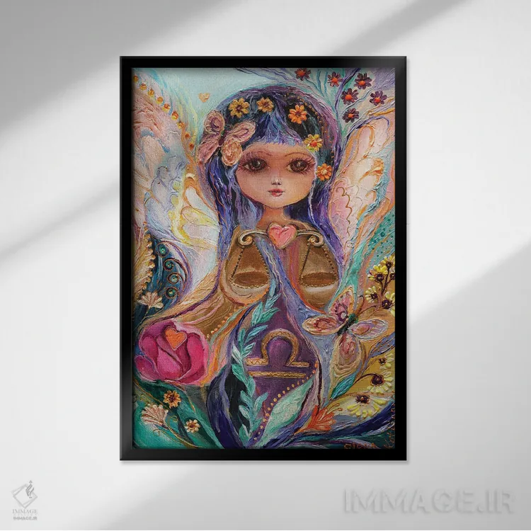 تابلو دکوراتیو پری های سری زودیاک اثر النا کوتلیارکر - نمای قابدار مشکی