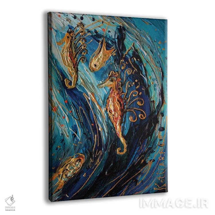 تابلو دکوراتیو سری توتم دوم: اسب های دریایی اثر النا کوتلیارکر - نمای پرسپکتیو محصول