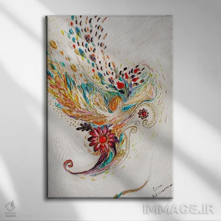 تابلو انتزاعی رویاهای سفیدم ۱: پنل سوم اثر النا کوتلیارکر - نمای روبهرو روی دیوار