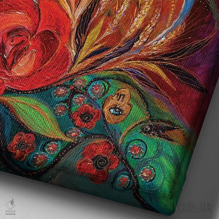 تابلو دکوراتیو قصه های هزار و یک شب: تریپتیک سوم اثر النا کوتلیارکر - نمای نزدیک بافت بوم