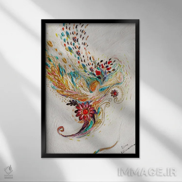 تابلو انتزاعی رویاهای سفیدم ۱: پنل سوم اثر النا کوتلیارکر - نمای قابدار مشکی