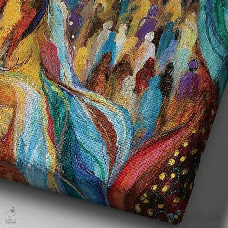 تابلو انتزاعی تعطیلات سرنوشت ساز: پسح اثر النا کوتلیارکر - نمای نزدیک بافت بوم