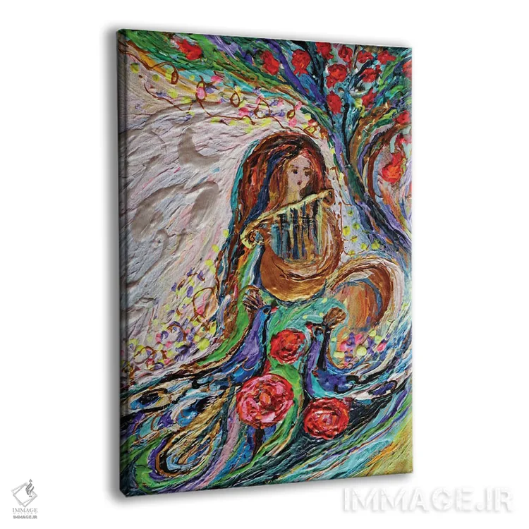 تابلو دکوراتیو نوازنده چنگ: آوای موسیقی اثر النا کوتلیارکر - نمای پرسپکتیو محصول