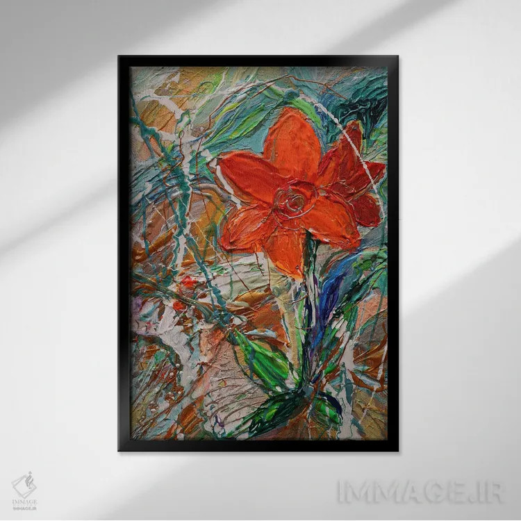 تابلو انتزاعی جلوه ای از زندگی ۴۳: گل ها ۳ اثر النا کوتلیارکر - نمای قابدار مشکی