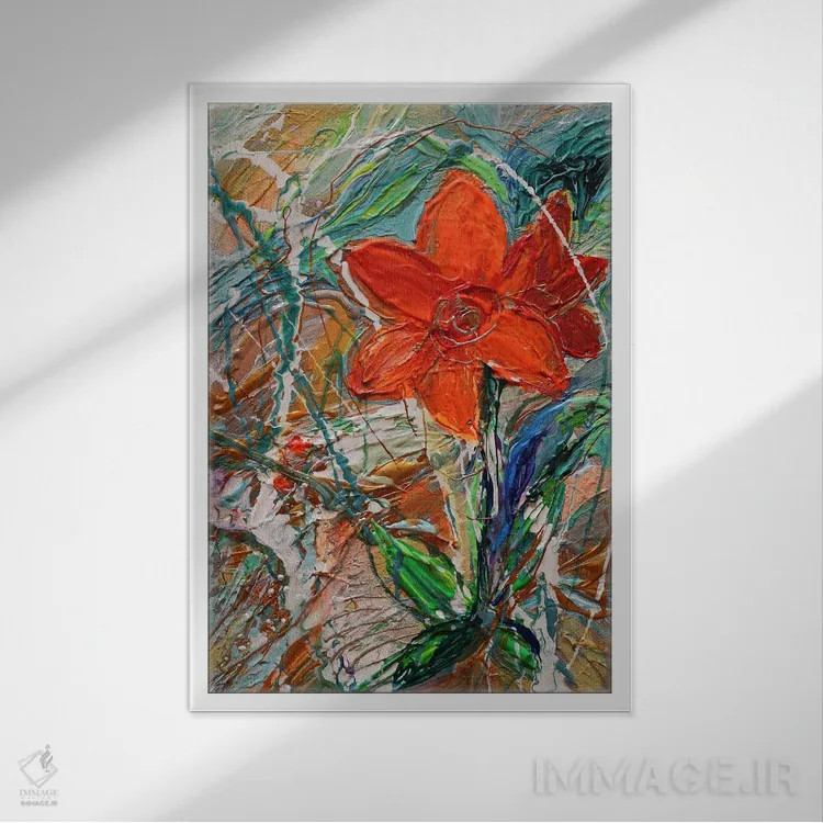 تابلو انتزاعی جلوه ای از زندگی ۴۳: گل ها ۳ اثر النا کوتلیارکر - نمای قابدار سفید