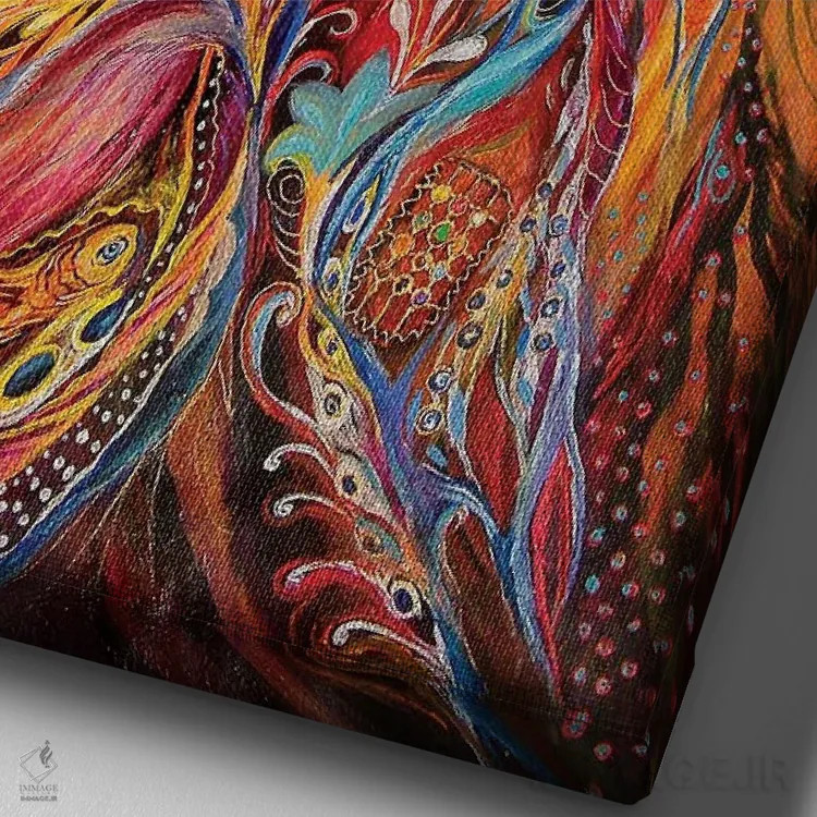 تابلو انتزاعی شکوفایی اثر النا کوتلیارکر - نمای نزدیک بافت بوم