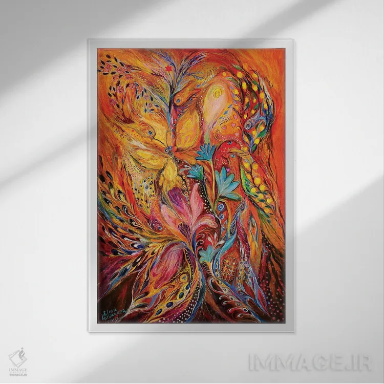 تابلو انتزاعی شکوفایی اثر النا کوتلیارکر - نمای قابدار سفید