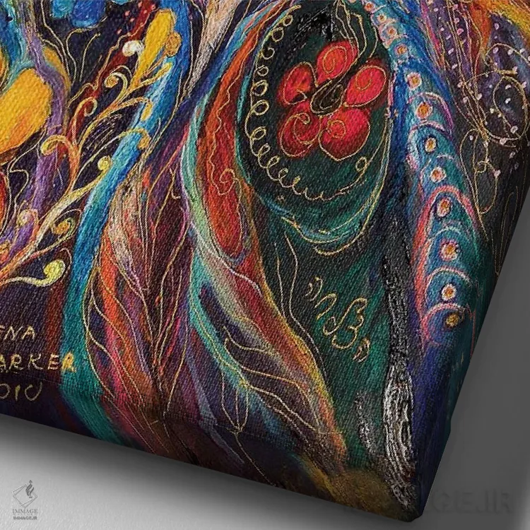 تابلو انتزاعی داستان عشق اثر النا کوتلیارکر - نمای نزدیک بافت بوم