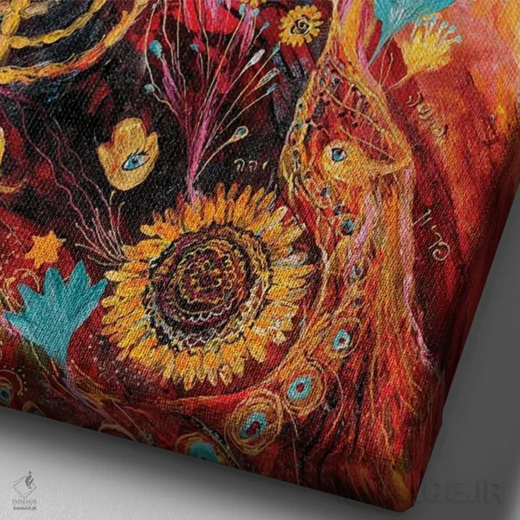 تابلو انتزاعی پروژه ی زودیاک: اسد، سنبله، سرطان اثر النا کوتلیارکر - نمای نزدیک بافت بوم