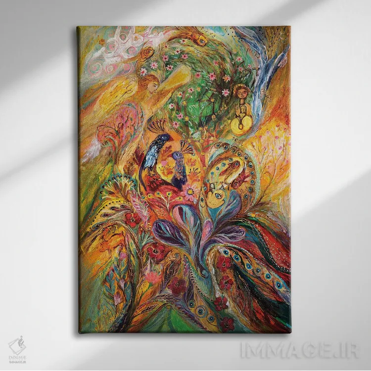 تابلو انتزاعی پروژه ی زودیاک: جدی، دلو، حوت اثر النا کوتلیارکر - نمای روبهرو روی دیوار