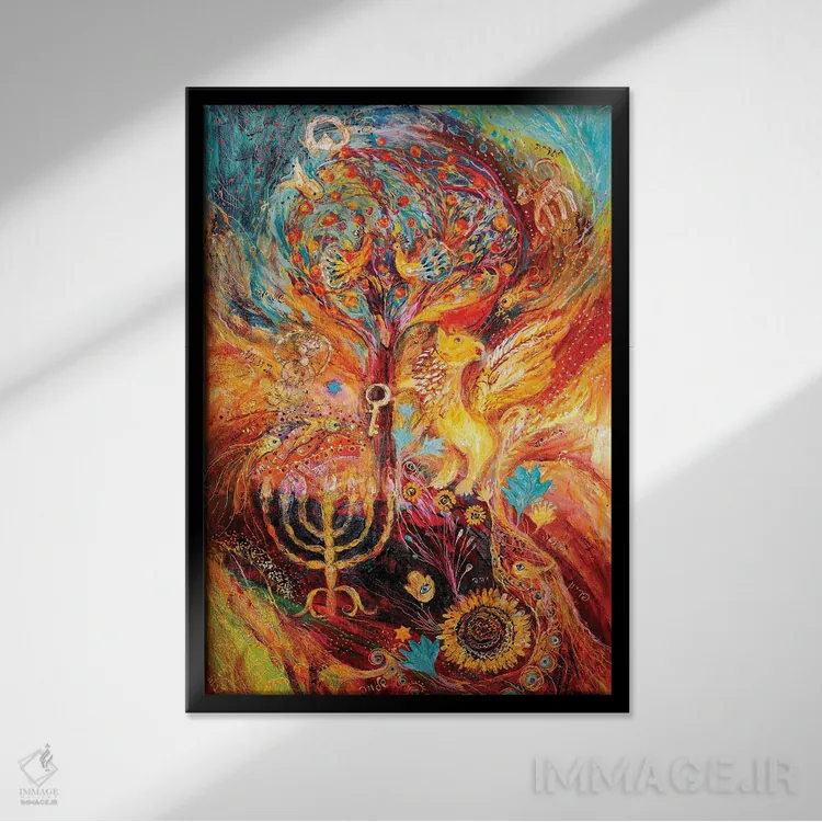 تابلو انتزاعی پروژه ی زودیاک: اسد، سنبله، سرطان اثر النا کوتلیارکر - نمای قابدار مشکی